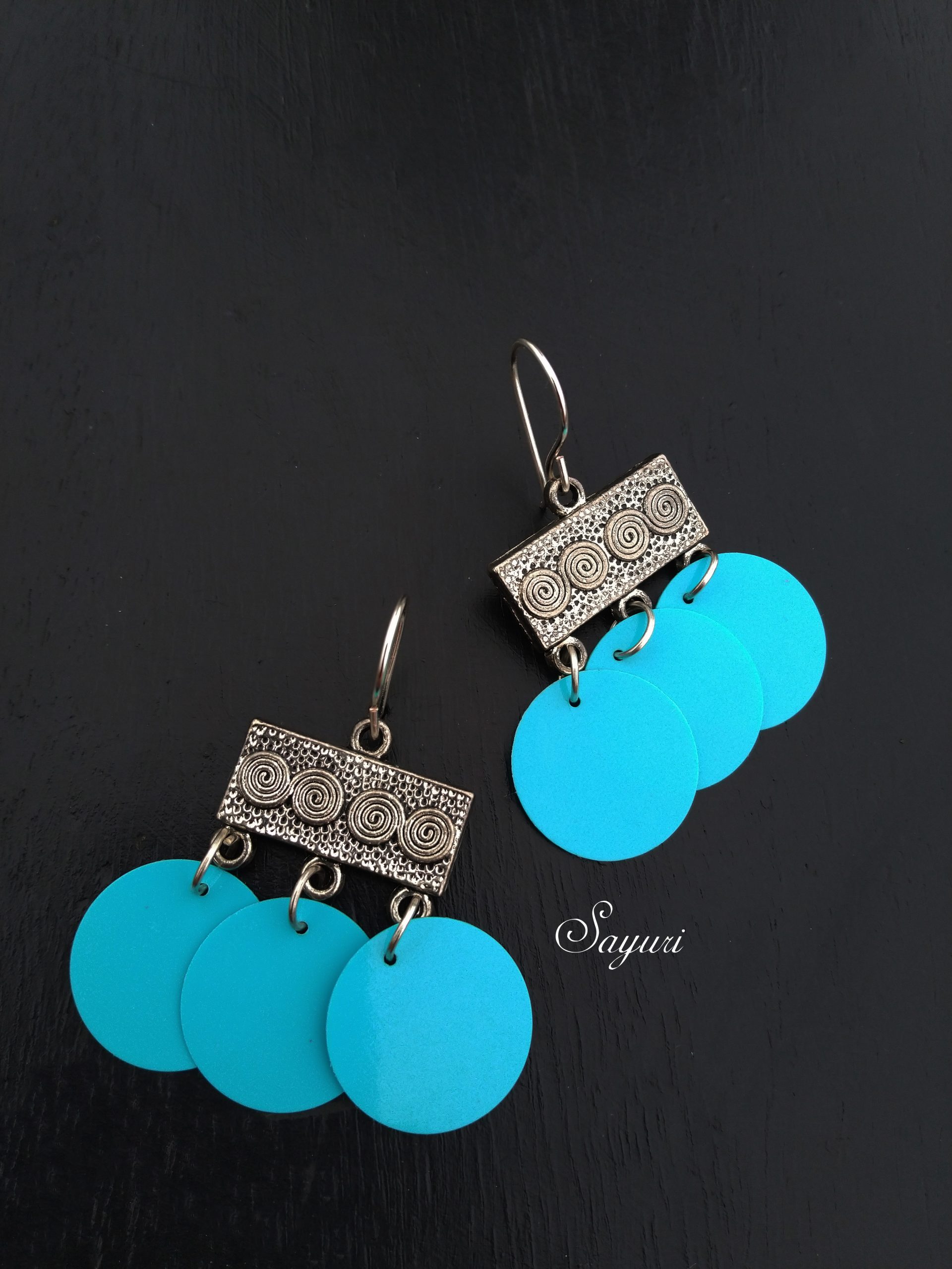 blue sequins earrings