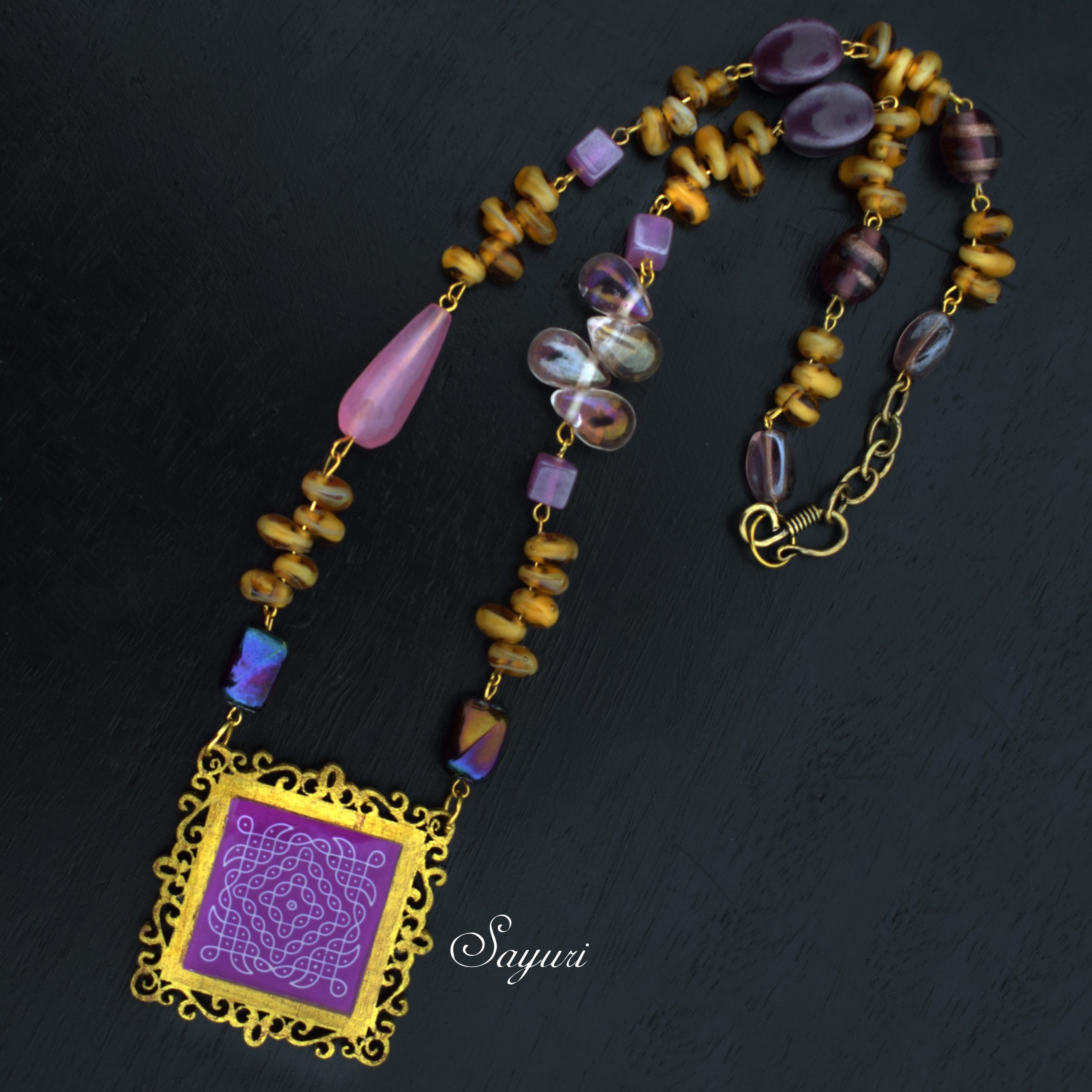 purple kolam necklace