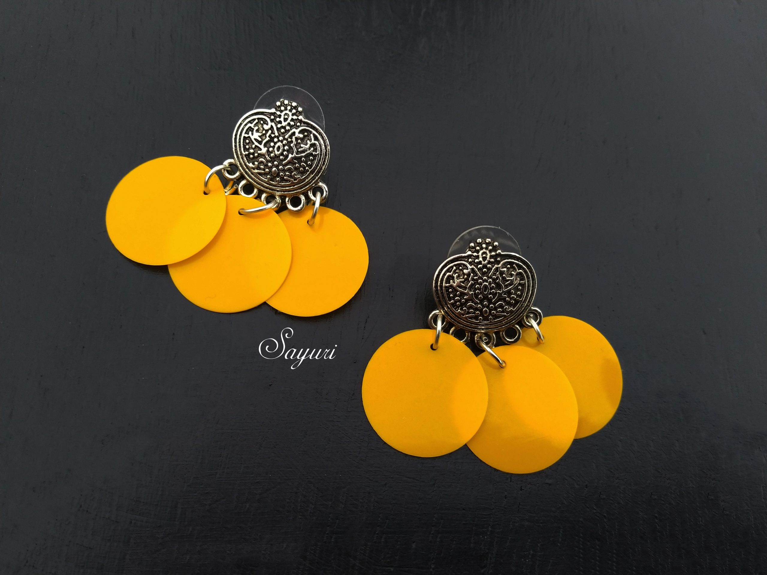 yellow sequins earrings
