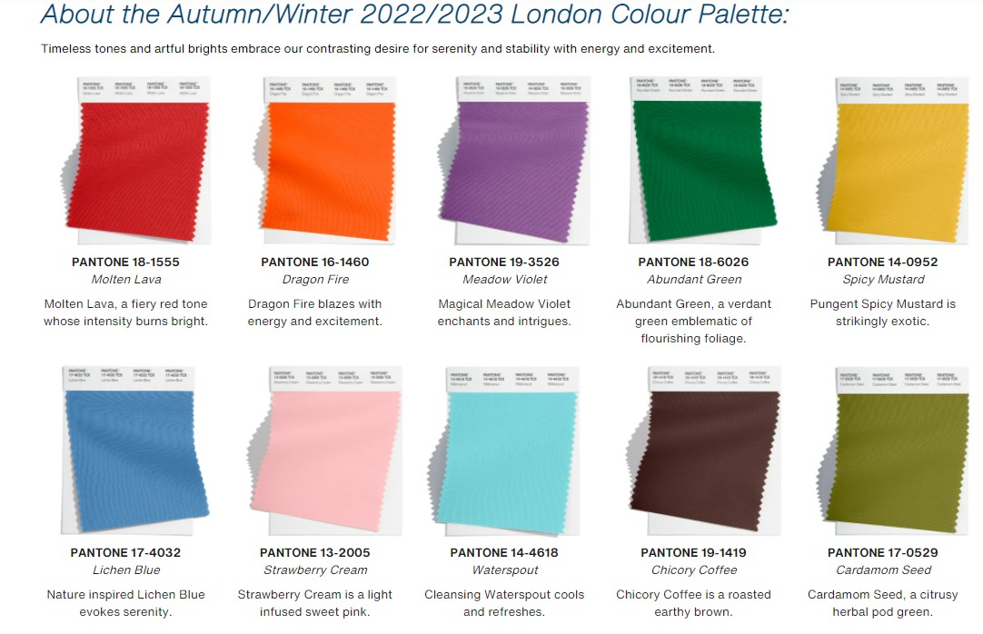 Jewellery in Pantone AW 22-23 london colours