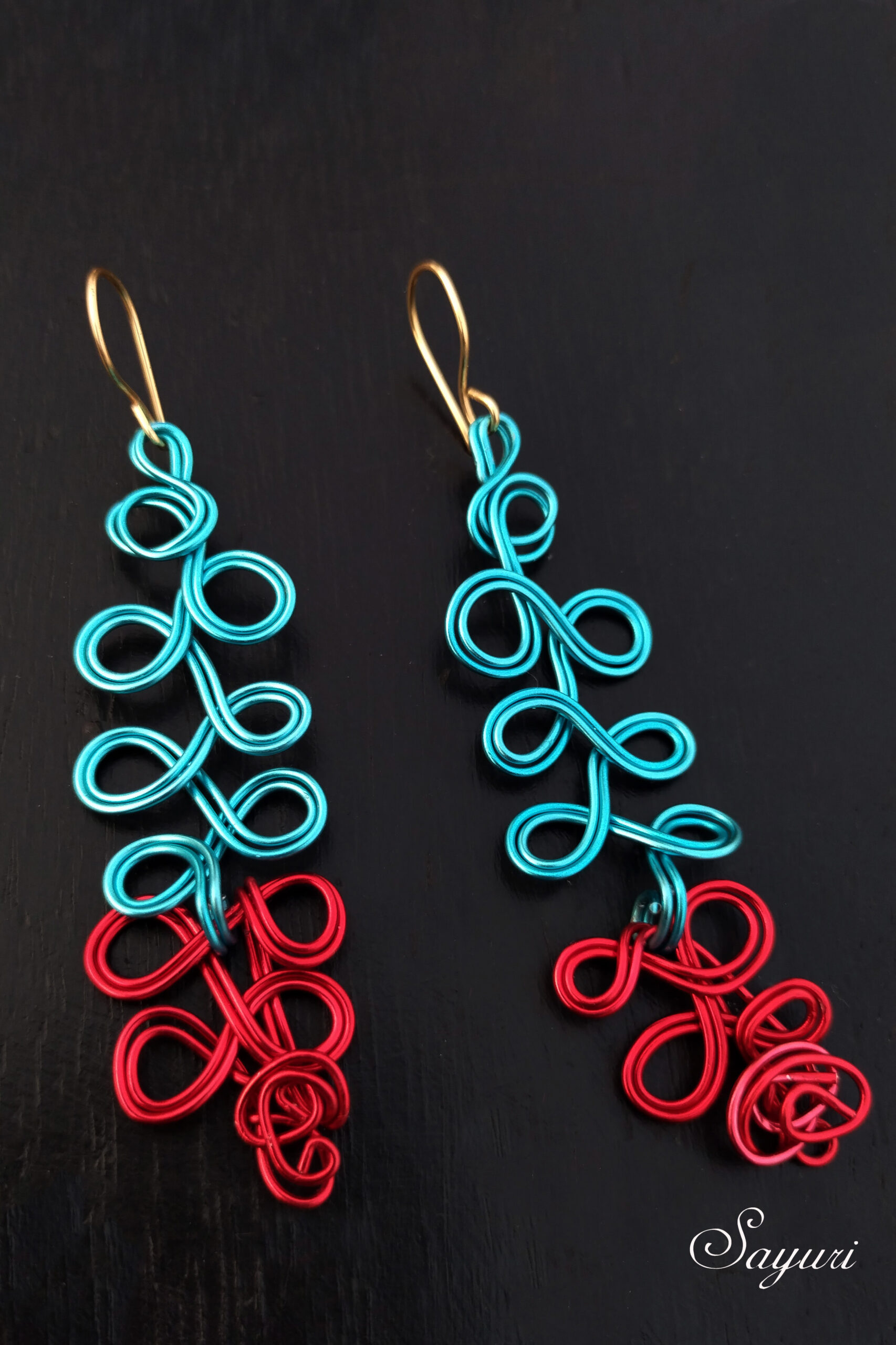 coloured wire earrings