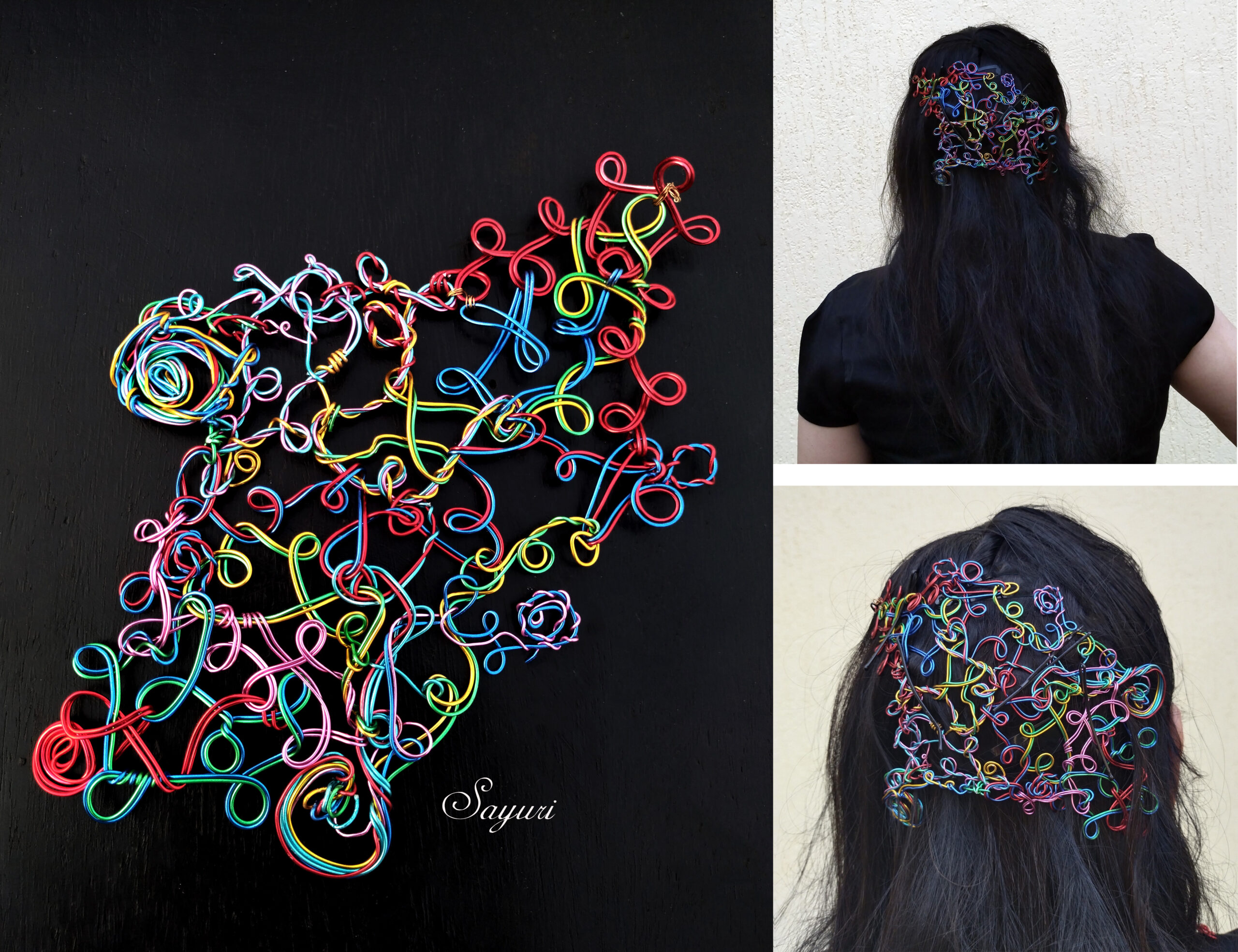 Coloured wire jewellery hairnet
