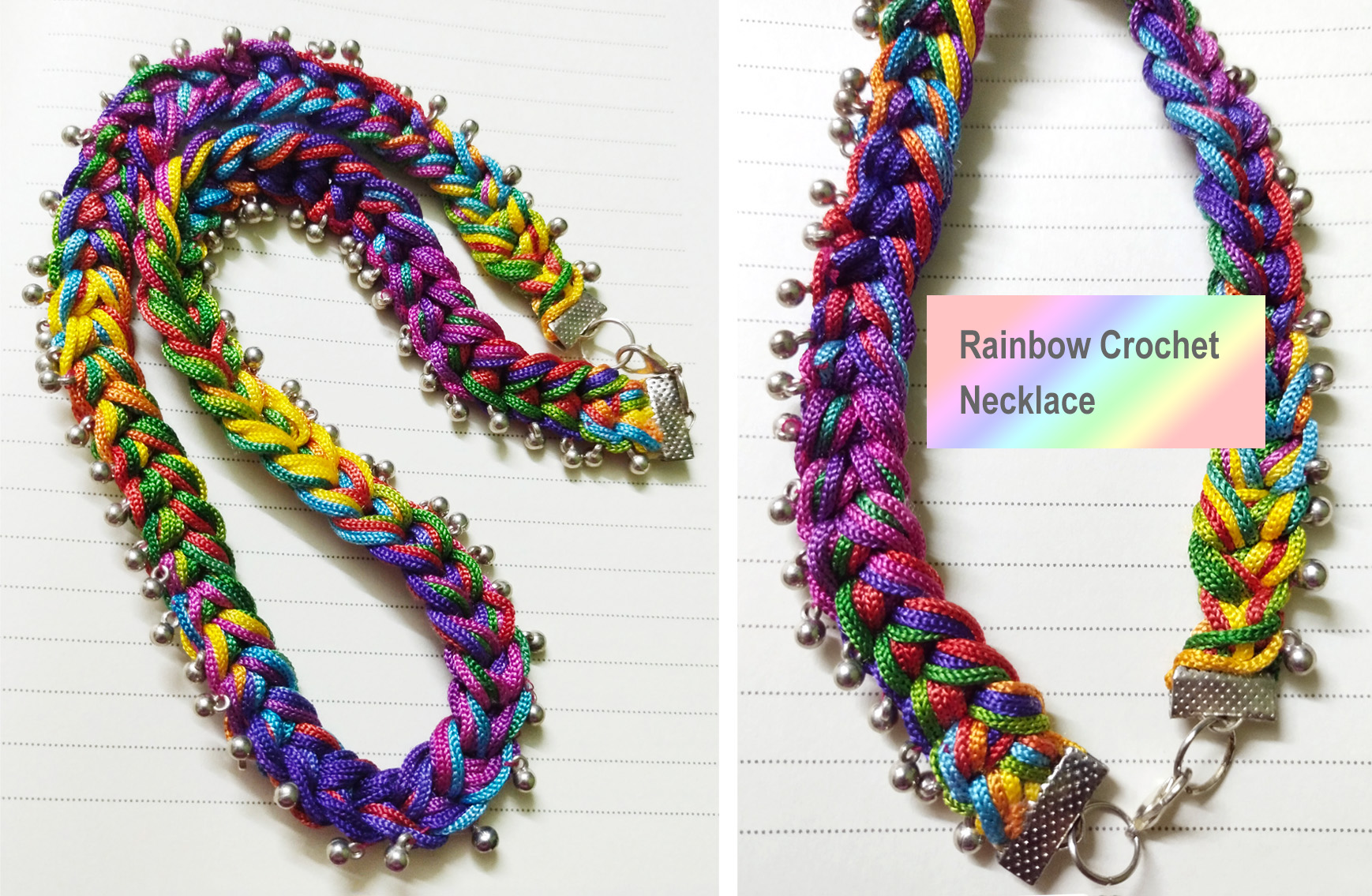 DIY rainbow crochet necklace (3)