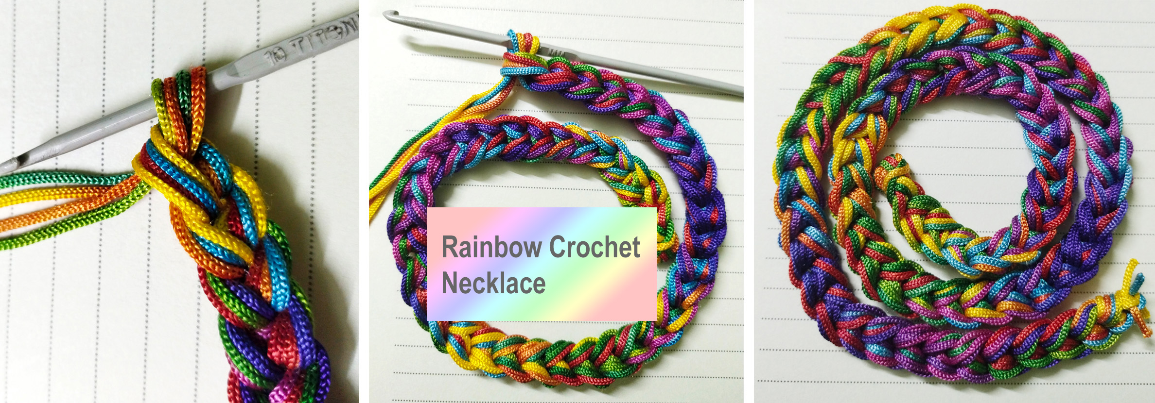 DIY rainbow crochet necklace (3)
