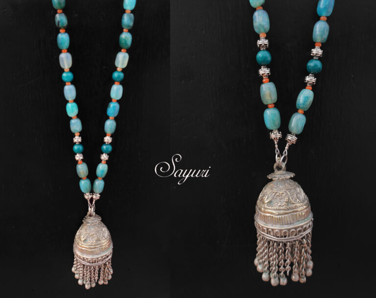 Jhumka necklace with turquoise onyx beads