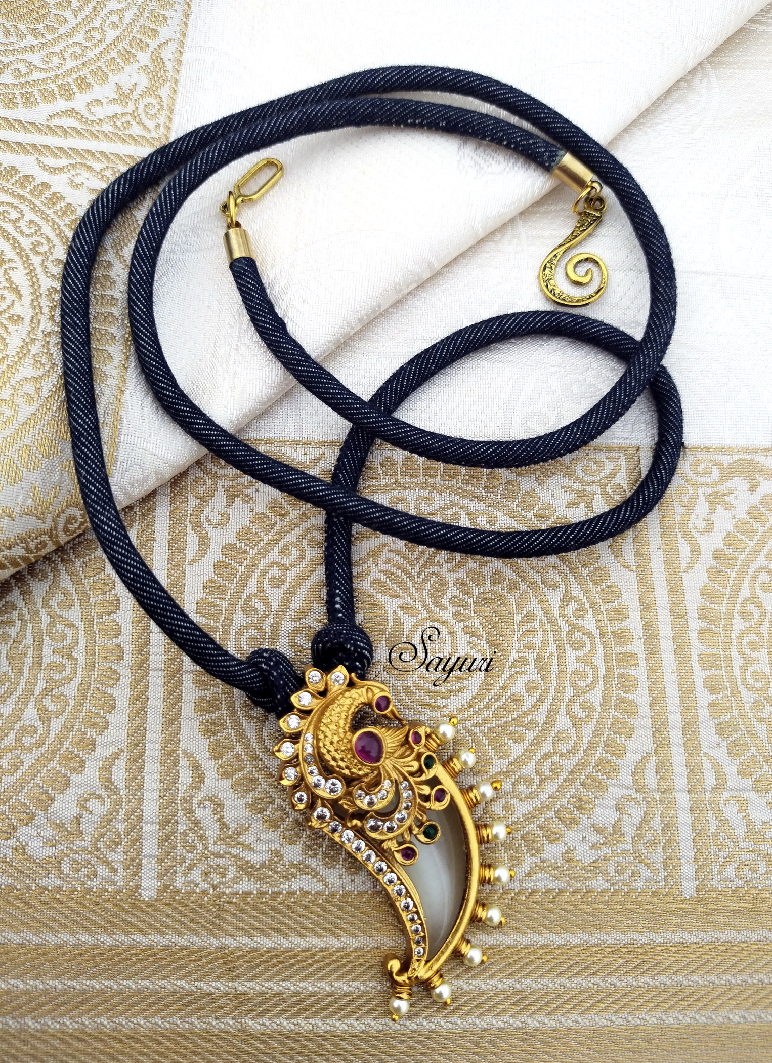 Denim Cord jewellery with kemp pendants