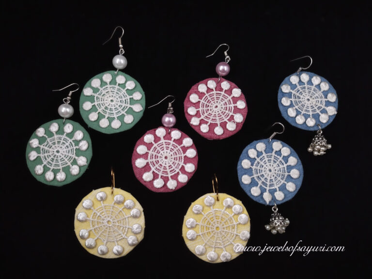 Fabric and lace earrings