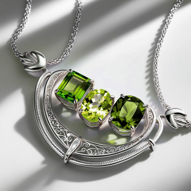 Peridot as platinum jewellery