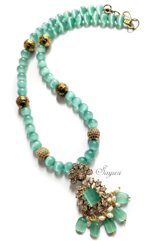 light teal beaded necklace