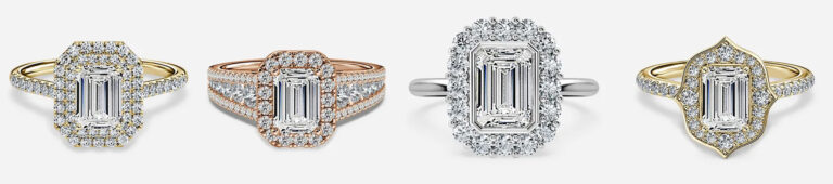 halo diamond ring emerald cut