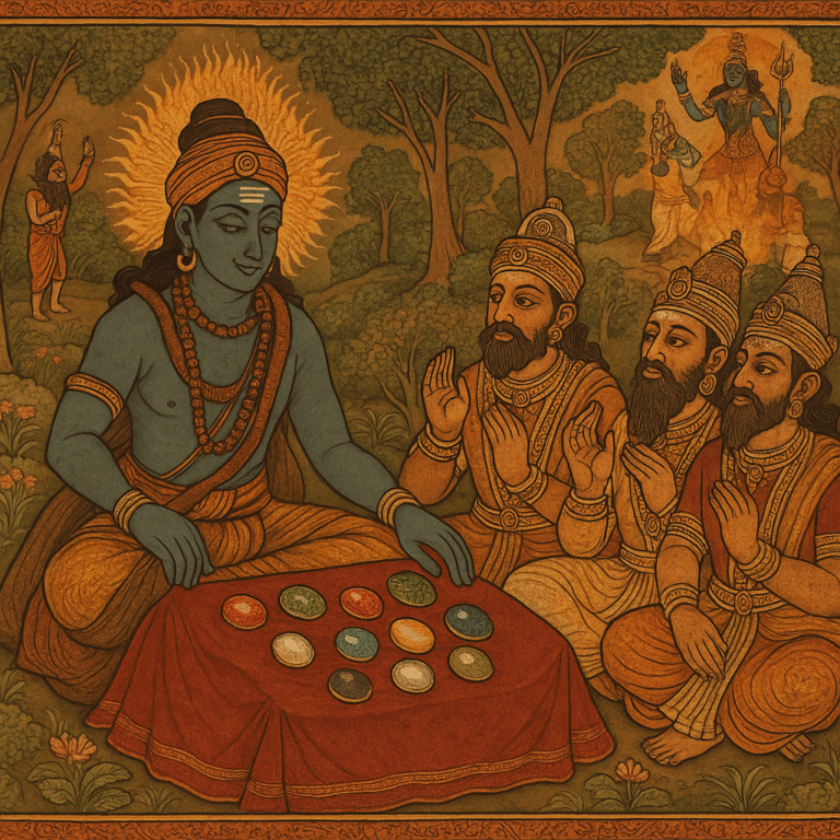 Lord Shiva selling Navaratna gemstones