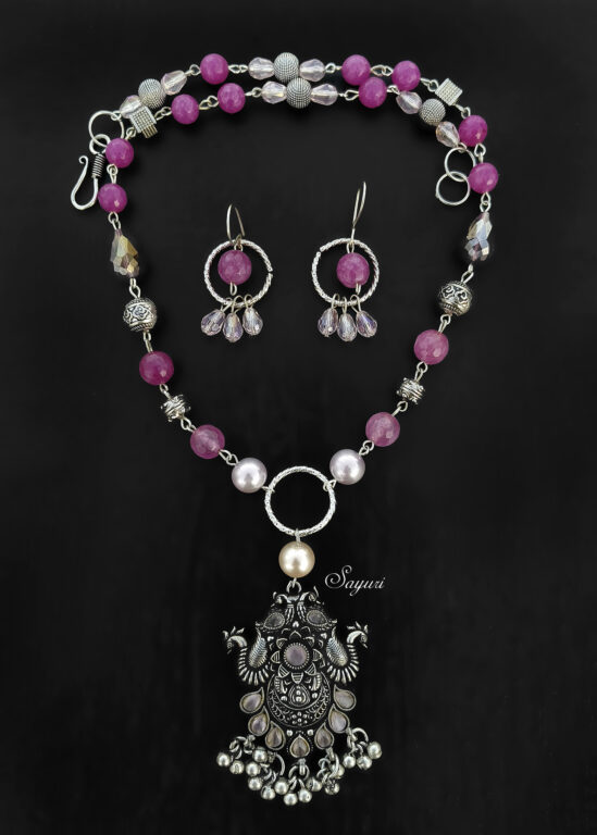 Jewellery gifts pink agate necklace