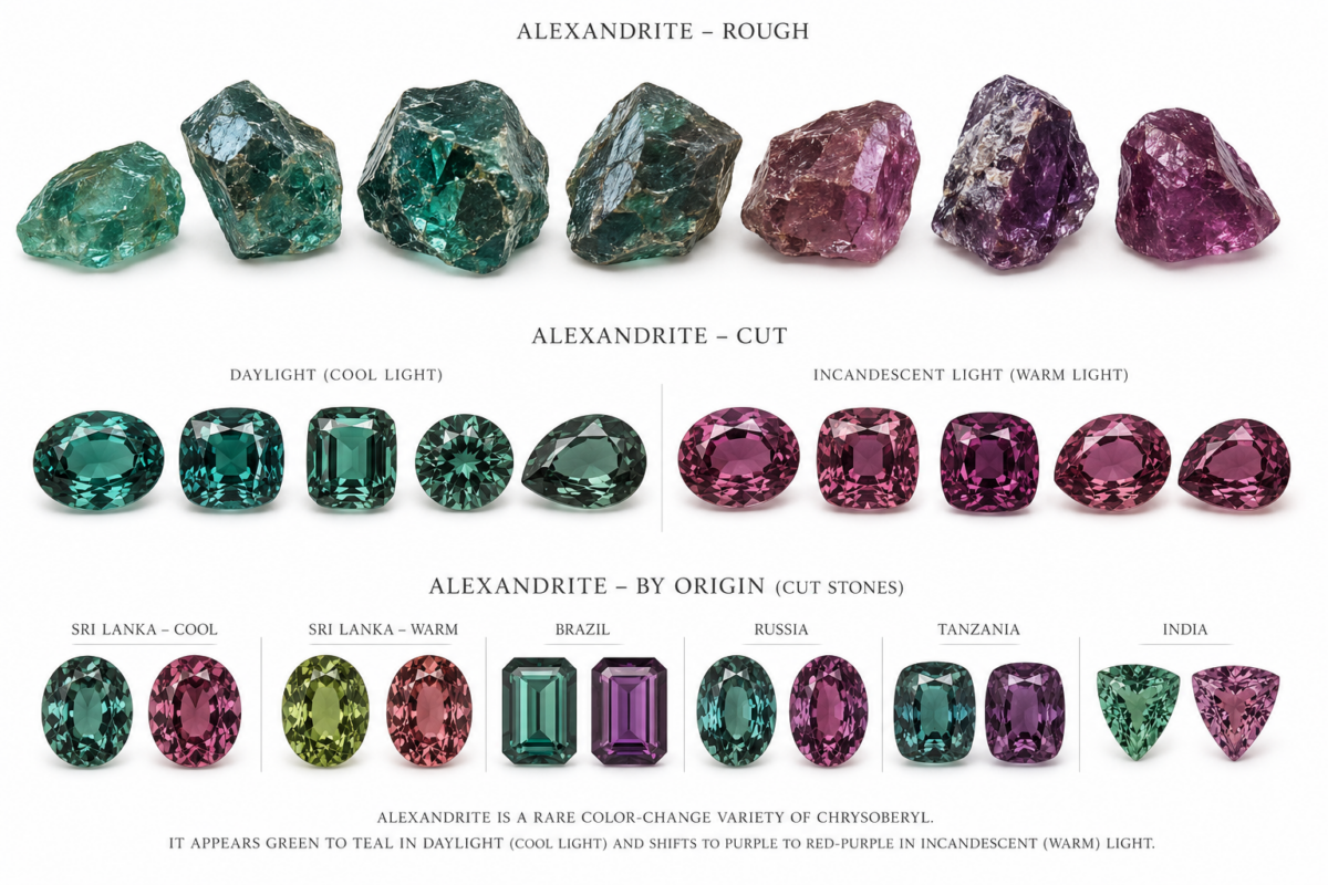 Alexandrite gemstone colours June birthstone