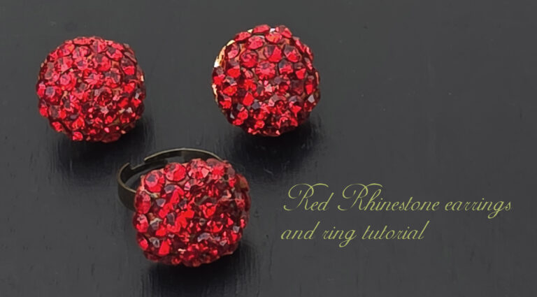Red rhinestone earrings and ring tutorial