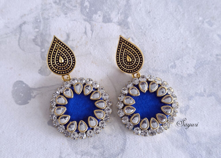 Fabric kundan earrings