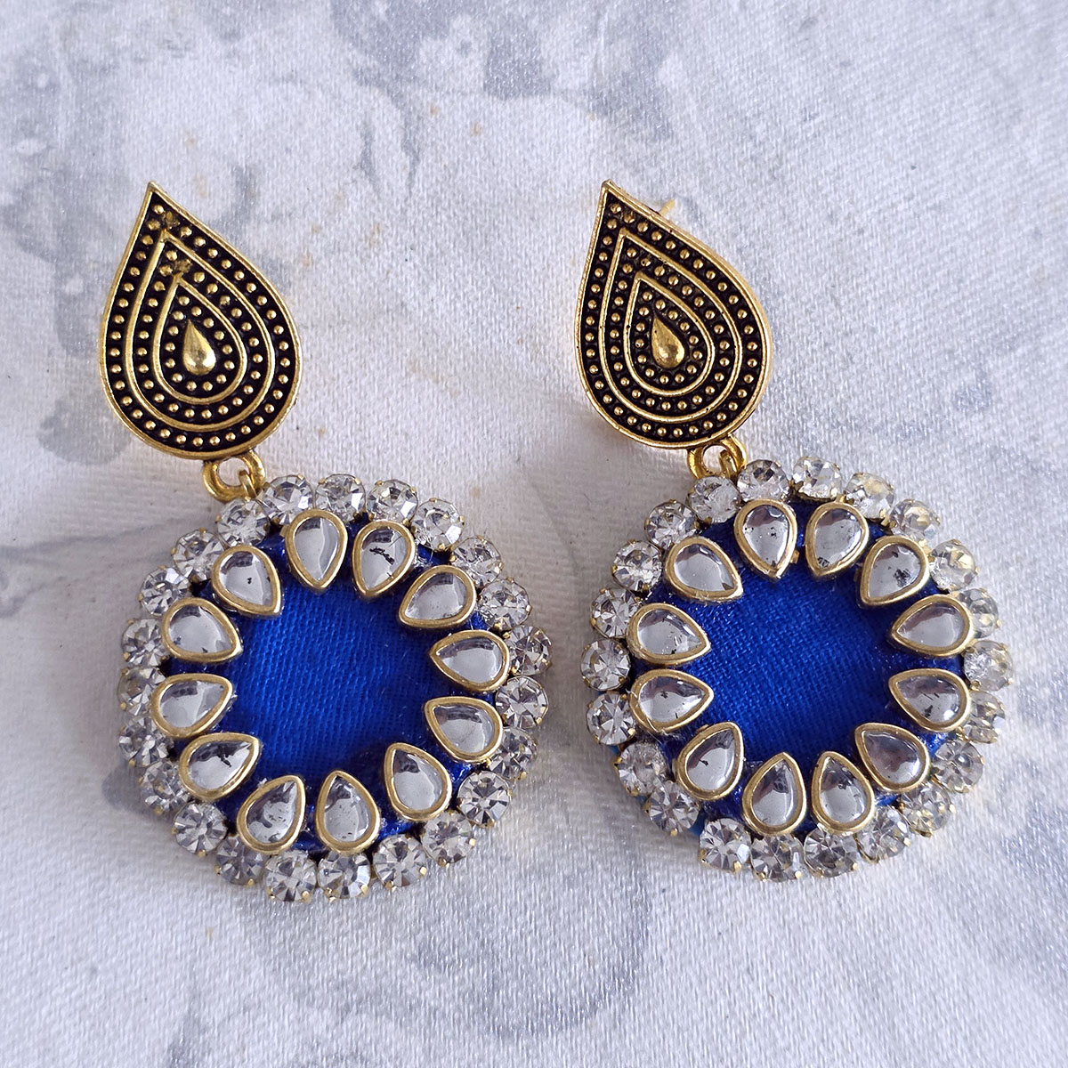 fabric kundan earrings 