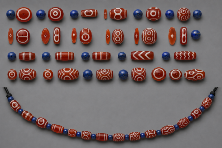 carnelian and lapis lazuli beads