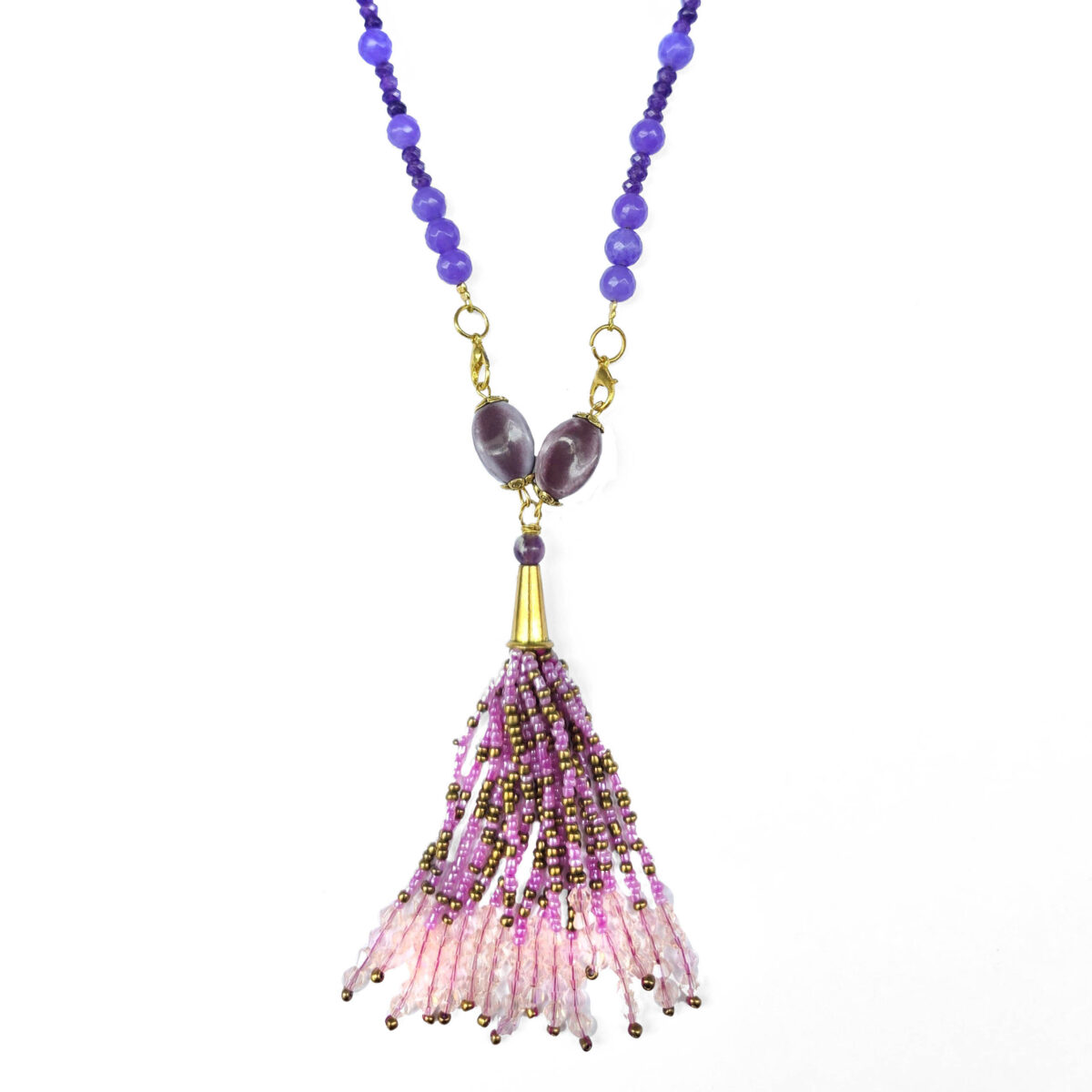 purple tassle necklace s