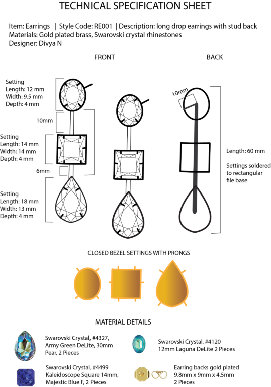 jewellery spec sheet